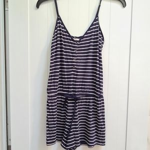 Aeropostale Juniors Romper Blue White Stripes